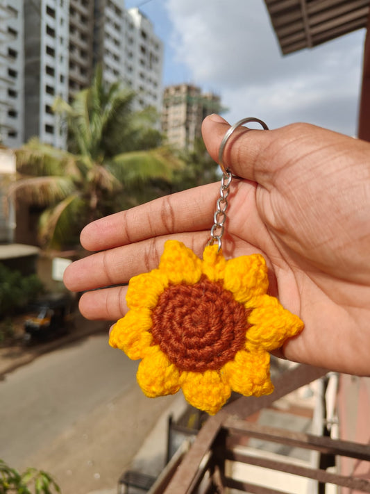 Sunflower Crochet Keychain