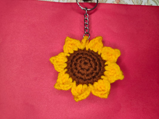 Sunflower Crochet Keychain
